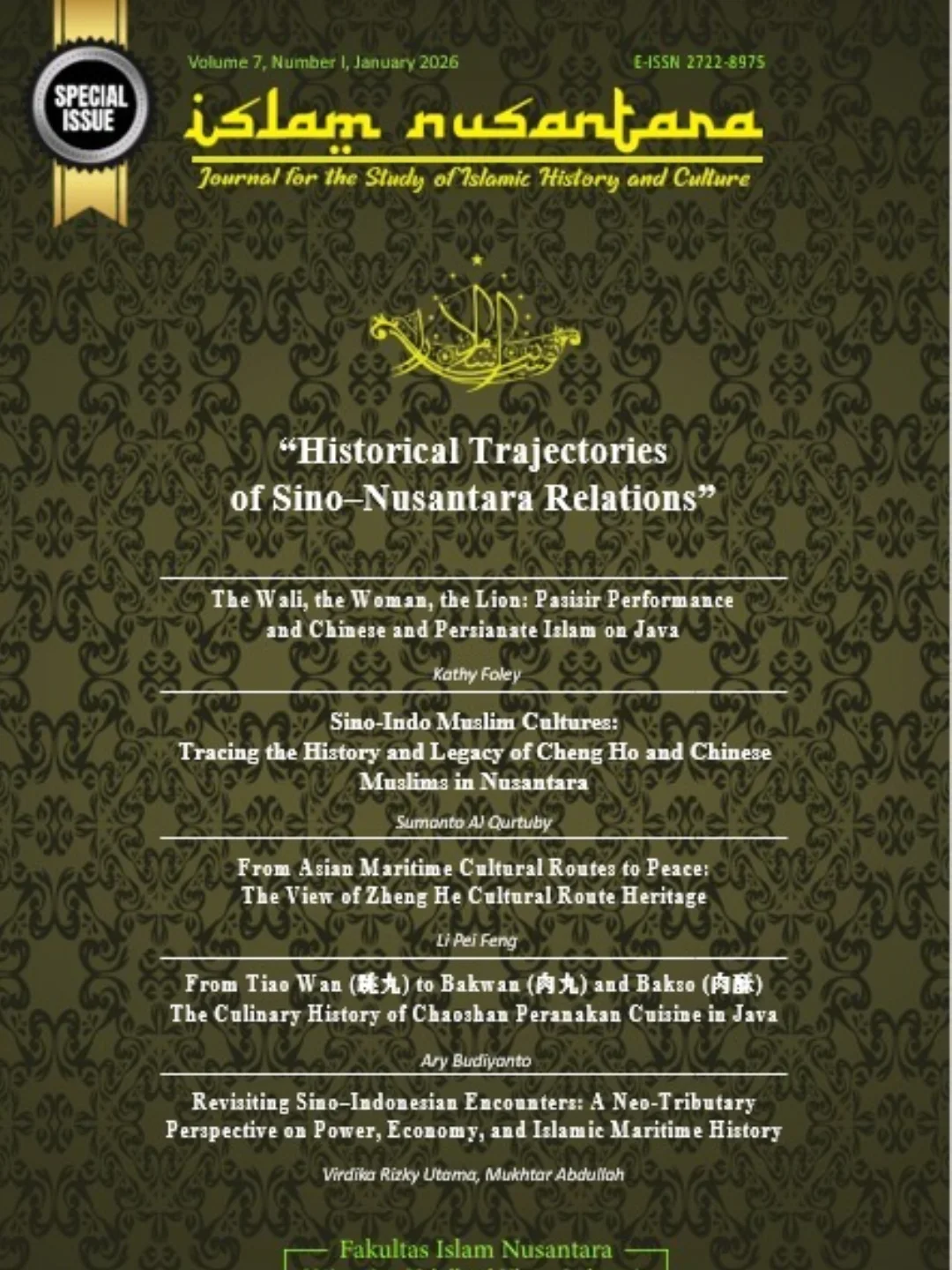 Edisi Januari 2026 Jurnal Islam Nusantara Angkat Tema “Historical Trajectories of Sino–Nusantara Relations”