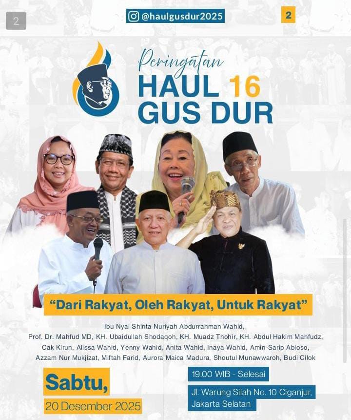 Haul Gus Dur ke-16 Gaungkan Tema “Dari Rakyat, Oleh Rakyat, Untuk Rakyat”